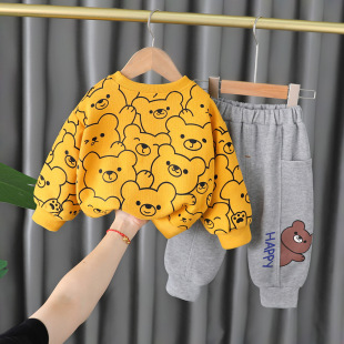 Boys' Baby 2023 New Stylish Fashion Two-piece Children's Spring and Autumn Korean Children's Clothing Set for Young Boys