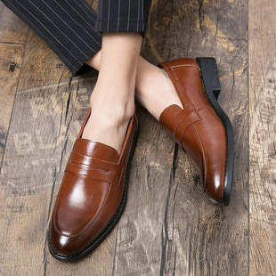 Lazy Shoes 2023 Осенняя Мужская обувь Doo, мужское Деловое платье с низким вырезом в Корейском стиле, повседневная Маленькая кожаная обувь без шнуровки