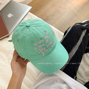 Hat Women's Summer Korean Style All-match Face Showing Small Baseball Cap Pink Japanese Style Big Head Waving Cap Instagram Style Trendy Brand Men