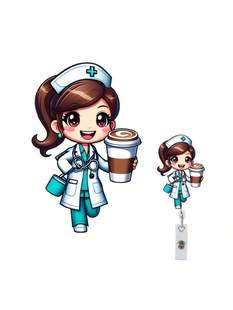Cross-border new acrylic flat to milk tea small nurse badge clip, retractable easy to pull buckle