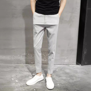 Spring and Summer Men's Casual Pants Western Pants Small Leg Pants Men's Black Slim-fit Ankle-length Pants Men's Thin Korean Style Trendy Pants