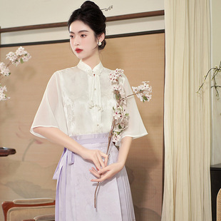 Good quality new Chinese style spring and summer new jacquard buckle bell sleeve vest dress with shirt retro National style embroidered clothes