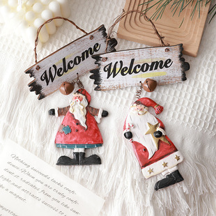 Xiumu Cross-border welcome Christmas Snow Old Man Door Hanging Small Teng Ring Hotel Window Coffee Shop Door Hanging Christmas