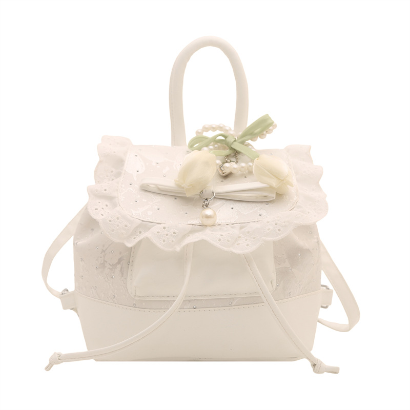 Wholesale sweet style handbags for women, 2026 summer new style lace bow shoulder bag, versatile backpack