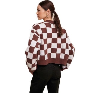 2024 European and American Sweater New Women's Single Breasted V-Neck Plaid Commuter Chanel Style Long Sleeve Cardigan Sweater for Women