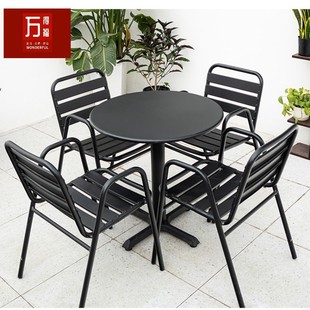 Balcony Table and Chair Three-piece Set Courtyard Colorful Small Coffee Table Garden Waterproof Chair Milk Tea Shop Ironwork Outdoor Simple Table and Chair