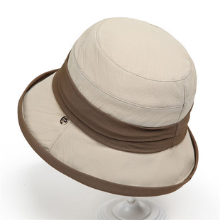 French Style Spring and Summer Sunshade Fisherman Hat Women's All-match Foldable Pleated Mama Basin Hat Travel Shopping Elegant Hat