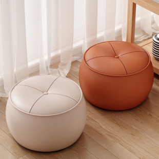 Stool Household Bench Low Stool Shoe Changing Round Stool Light Luxury Sitting Pier Living Room Sofa Coffee Table Simple Explosive Pumpkin Stool