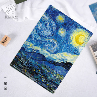 World Famous Painting Series L-shaped Folder Monet Van Gogh Oil Painting A4 Single-piece Folder Student Office Information Storage Bag