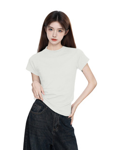 Black Shoulder Cotton Short-sleeved T-shirt Women's 2025 Summer New Slim-fit Inner Base Top Summer Outer Wear
