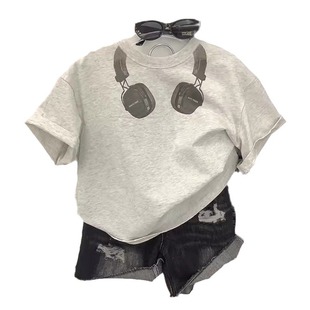 Children's Han Fanchao Cool Short-sleeved T-shirt 2024 Summer 0-6 Years Old Boys' Fashionable All-match Cotton Half-sleeved Top