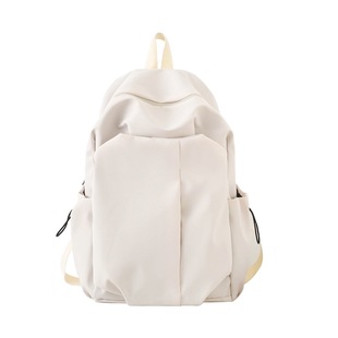 Cross-border simple women's backpack fashion casual junior high school student schoolbag lightweight trendy cool solid color backpack logo