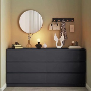 Modern Solid Wood Drawer Cabinet Nordic Style Bedroom Living Room Drawer Cabinet TV Cabinet American Style Black Chest of Drawers