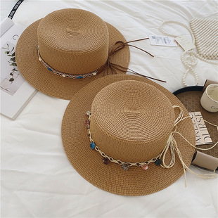 New Original Ethnic Style Straw Hat Women's Spring and Summer Beach Travel Sunshade Hat Retro Straw Sunscreen Cross-border Hat