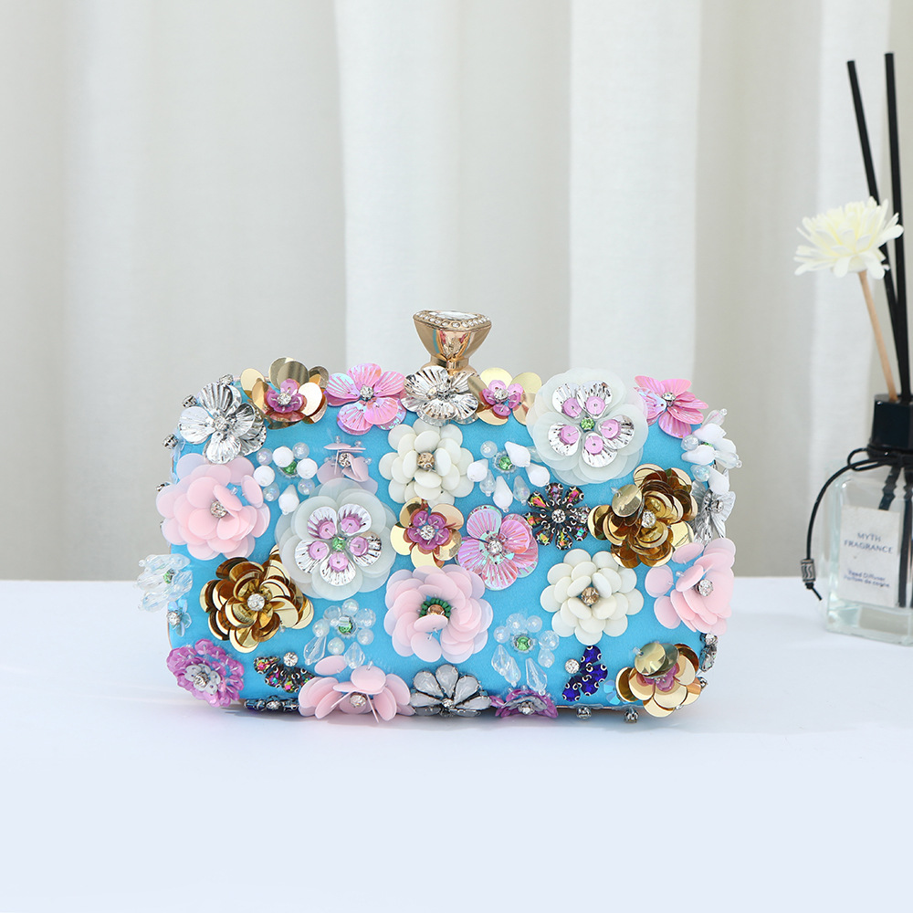 Cross-border best-selling women's handbags, floral evening bags, fashionable banquet and wedding bags, niche high-end handbags.