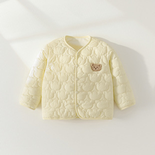 Baby Starting Point Autumn and Winter 2024 New Boys and Girls Candy Color Cute Comfortable fleece-lined Cotton Baby Warm Cotton Coat