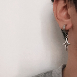 Titanium Steel Cross Ear Buckle Distinctive Niche Ear Stud Simple Neutral Couple Male Hip-Hop Female Stainless Steel Vintage Earrings