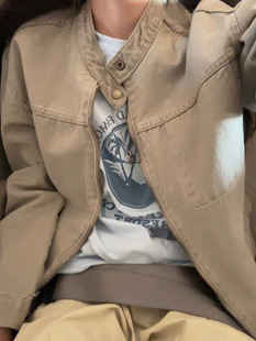 Health C Simple Handsome Collar Durable Jacket 2025 Spring Women's Personality Loose Casual Pocket Jacket