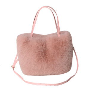 TikTok 2024 New Faux Fox Mao Bag Women's Belt Bag Winter Crossbody Bag Mao Mao Bag Women's All-match Women