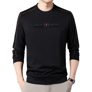 Woodpecker High-end Men's Crewneck Long-sleeved Sweater Spring and Autumn Clothes Men's Fashionable Loose T-shirt Base Shirt