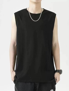 Factory direct vest men's summer outdoor basketball fitness hurdle sports wide shoulder solid color sleeveless round neck shirt