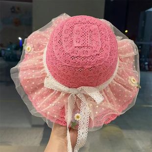 Baby's Hat Spring Thin Lace Hat Children's Sunshade Sunscreen Hat Girls' Big Hat Brim Beach Sun Hat Trendy