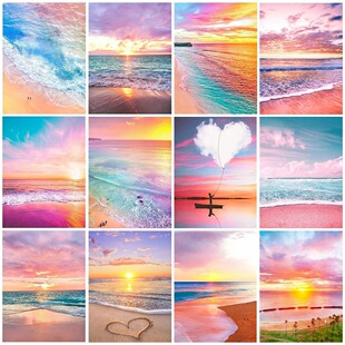 5D diamond cross stitch landscape Diamond painting diy stick Diamond Beach diamond embroidery brick painting point diamond painting