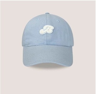 Japanese Style Vintage Three-Dimensional Letter Embroidered Baseball Cap Women's Summer Big Head Showface Small light blue Shade Cap