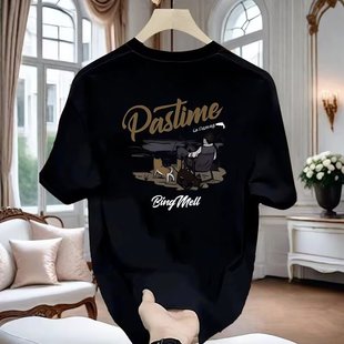 2025 Men's High-end American Short-sleeved T-shirt Summer New Couple's T-shirt Loose Casual All-match Clothes Men