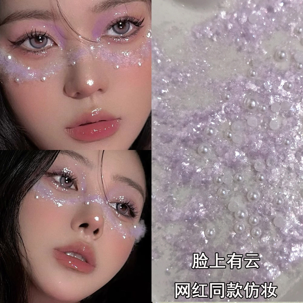 Trendy Popular Nebula Pearl Face Stickers Ultra-Shiny Cloud Brocade Powder Glitter Creative Photo Concert Facial Eye Makeup Decoration