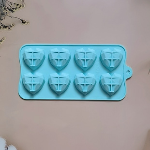 8 Consecutive Diamond Heart Chocolate 110 Silicone Mold Candy Pudding Dessert Mold Cake Baking Utensils