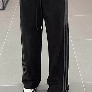 2025 New American Fashion Brand Spring and Autumn Classic Three Bar Sports Casual Pants Design Sense Loose Wide Leg Long Pants for Men