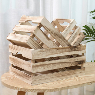 Xufei Solid Wood Wooden Frame Box Storage Wooden Box Supermarket Display Props Rectangular Wooden Box Decorative Wooden Basket