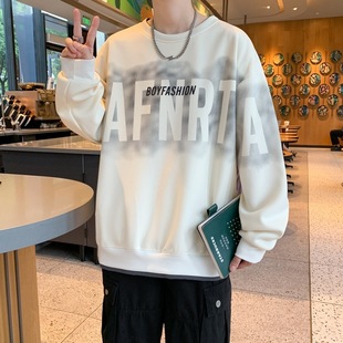 Autumn and winter youth sweater men's 2024 new junior high school students tide brand fleece-lined thick autumn coat base shirt