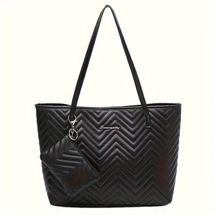 Women's wavy diamond embroidery shopping bag foreign trade wholesale 2024 new two-piece shoulder big tote bag