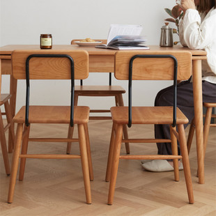 | Chocolate Chair | Nordic Solid Wood Dining Chair Home Japanese Style Simple Restaurant Cherry Wood Desk Chair ins Chair
