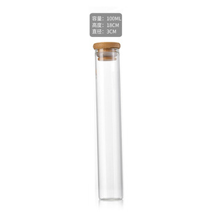 30mm Straight Bamboo Cap Tube Bottle Transparent Glass Bottle Borosilicate Tube Bottle Wishing Drift Bottle Tea Bottling