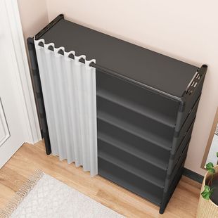 Simple Door Shoe Rack Multi-layer Household Solid Shelter Curtain Dustproof Shoe Cabinet Door Shoe Rack Rental Room Storage Cabinet