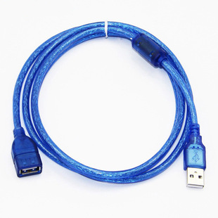 USB extension line in stock USB2.0 male to female data line transparent blue USB copy line data sharing line