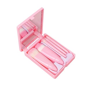 Cosmetic Brush Portable 5 sets of Brush Travel suit with Mirror Mini Mirror Box Multi-functional Eye Shadow Brush Powder Brush