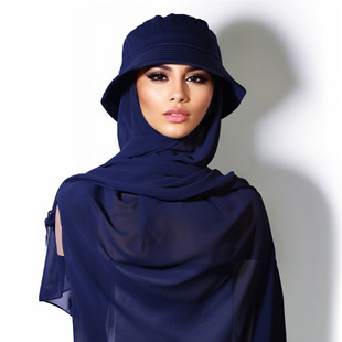 New fashion monochrome suit headscarf solid color chiffon plus fisherman hat scarf hat conjoined combination summer sunshade