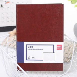 Deli 3186 Business Office Notebook Leather Notebook Retro Notepad 160 Page 25K Meeting Record Book