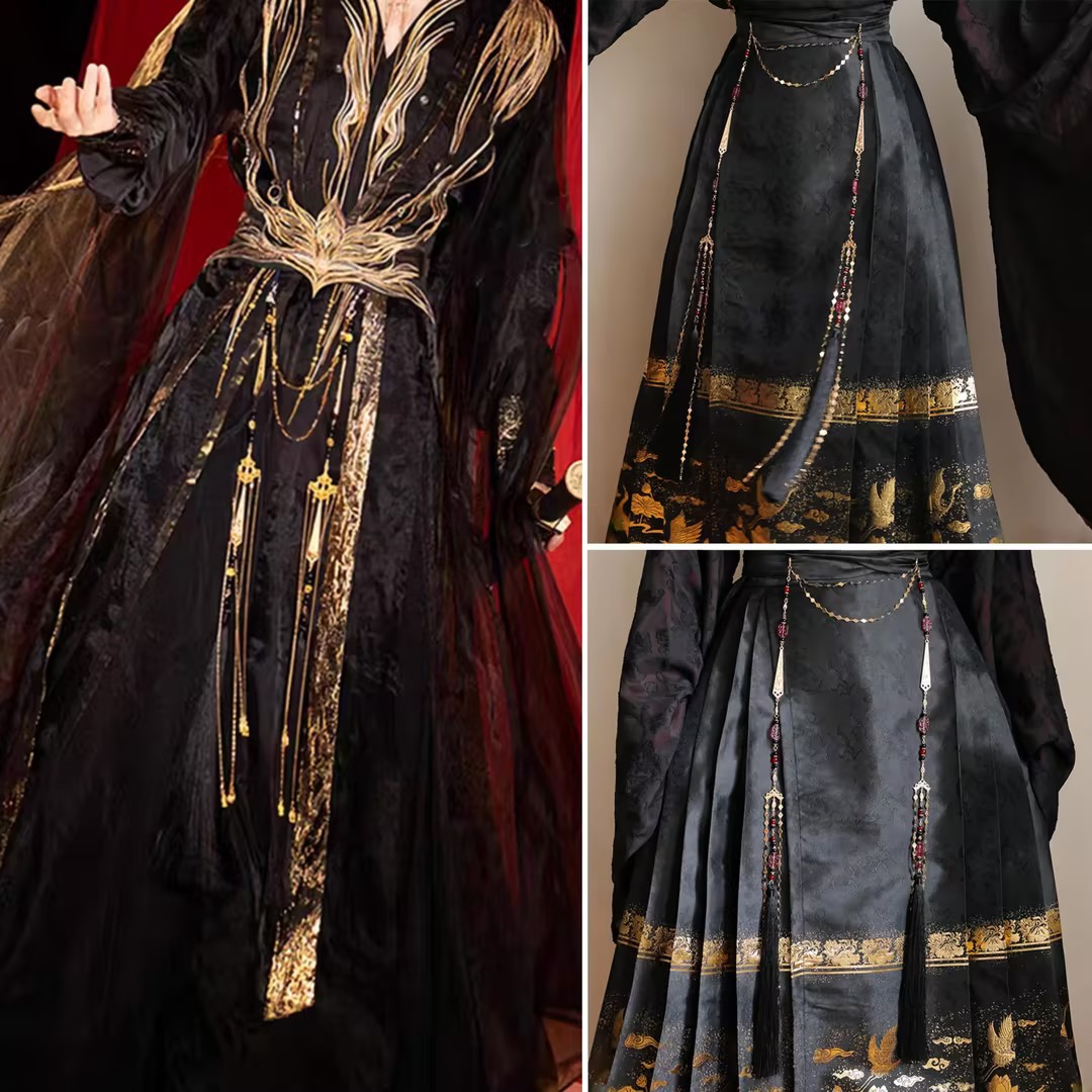 New Chinese-Style Mamian Skirt with Long Tassels, Waist Accessories, Ancient Style Hanfu, Warring States Robe, Waist Pendant, and Jewelry