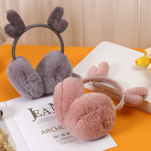 Cute antler plush warm earmuffs processing custom cute girl heart protective ear bag autumn and winter cold-proof ear bag for women