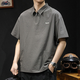Polo Shirt Men's Short-sleeved T-shirt Men's Clothes Summer Loose plus size Fashion Brand 2025 New Men's Lose Collar T-shirt