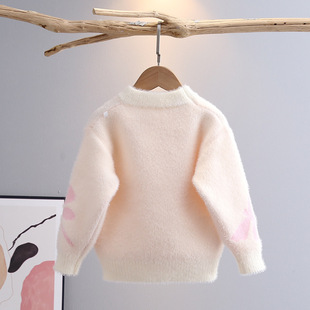 Girls' sweater bottoming sweater Western style thickened mink velvet girls' new autumn and winter children's pullover baby girls'