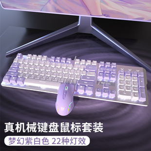 Dream Purple Механическая клавиатура Костюм для мыши Проводной зеленый вал Чайный вал 104 Ключ Компьютер Внешняя киберспортивная игра
