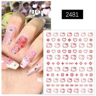 Популярные наклейки для ногтей HelloKitty мультфильм KT кошка Милая звезда Kitty Cat наклейки для ногтей маленькие украшения