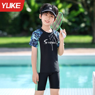 Children's Swimsuit Boys 2024 New Teenage Split Swimsuit for Middle and Big Kids Students Sports Sun Protection Quick-drying Swimsuit