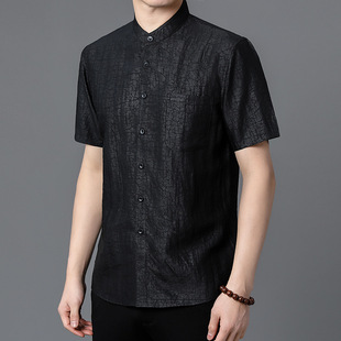 Thirty Autumn Silk Xiangyun Yarn Mulberry Silk Short-sleeved Tang Clothes Men's Satin Shirt Chinese-style Mountain Damon Silk Tang Clothes Half-sleeved Turtle